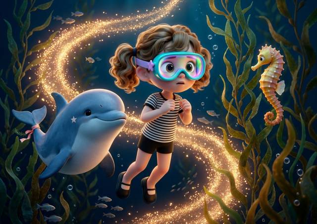 Una ilustración de Las gafas mágicas de Julia y el océano que canta